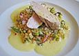 Filet vom Stallhasen mit Linsen - Spargel - Gem&uuml;se und Champagner - Senf - Sauce