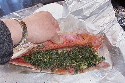 Wildlachs in Kr&auml;uter-Senf So&szlig;e