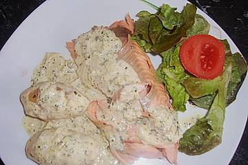 Wildlachs in Kräuter-Senf Soße