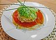 Lachsforellentatar mit Gazpacho - Dressing