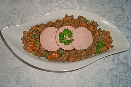 Linsen - Wurstsalat mit Honig - Senfsoße 2