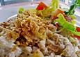 Vollkornk&auml;sesp&auml;tzle mit gebratenen Zwiebelringen