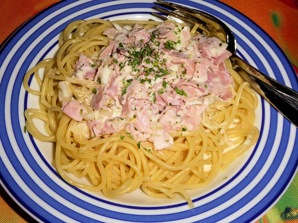 Spaghetti mit Schinken - Sahne - Sauce (Rezept mit Bild) | Chefkoch.de