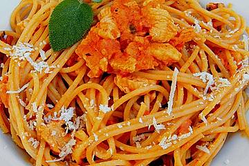 Spaghetti mit Putenfleisch