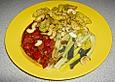 H&auml;hnchenbruststreifen mit Pflaumen-Schoko Sauce