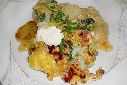 &Uuml;berbackene Bratkartoffeln mit Filet
