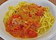 Nudeln mit Tomaten und Ziegenfrischk&auml;se