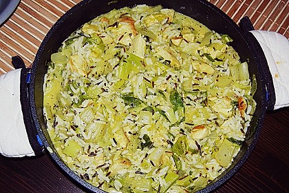 Reispfanne mit gr&uuml;nem Thai Curry und Estragon