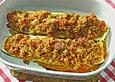 Vegetarisch gef&uuml;llte Zucchini mit Quinoa und Ahornsirup