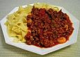 Tagliatelle mit Fr&uuml;hlingszwiebel - Paprika - Bolognese