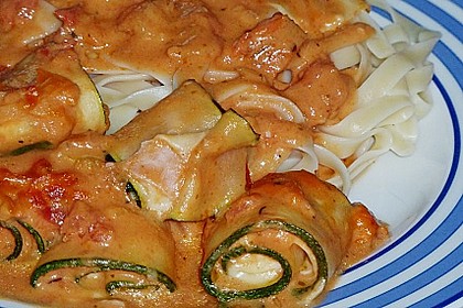 Zucchini - Schinkenr&ouml;llchen &uuml;berbacken 12