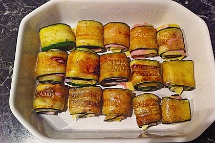 Zucchini - Schinkenr&ouml;llchen &uuml;berbacken 23