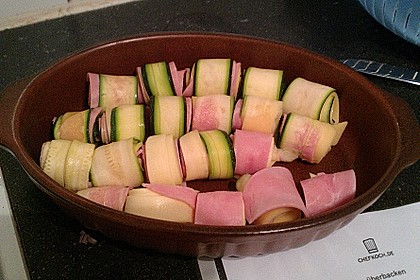 Zucchini - Schinkenr&ouml;llchen &uuml;berbacken 48