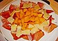Sommerliches Carpaccio mit Rohschinken und Melone