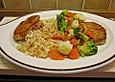 Naturschnitzel &agrave; l&agrave; minute mit buntem Gem&uuml;se und Reis