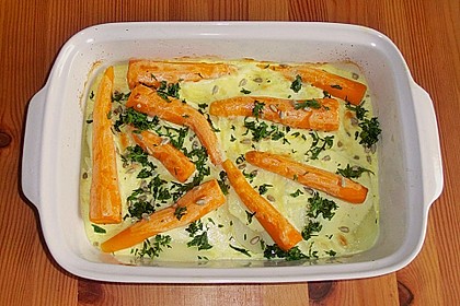 M&ouml;hren - Kohlrabi - Gratin