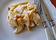 H&uuml;hnerbr&uuml;stchen mit Pfirsich - Mayonnaise
