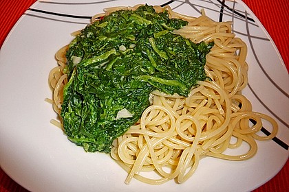 Spaghetti mit Kokosspinat 5