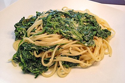 Spaghetti mit Kokosspinat 4
