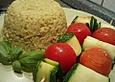 Tomaten - Zucchini - Spie&szlig;e auf  Bananenreis