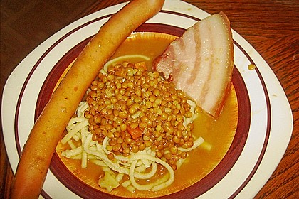 Linsen mit Sp&auml;tzle und Saitenw&uuml;rstchen 2