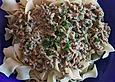 Tagliatelle mit Hackfleisch und Sauce Hollandaise