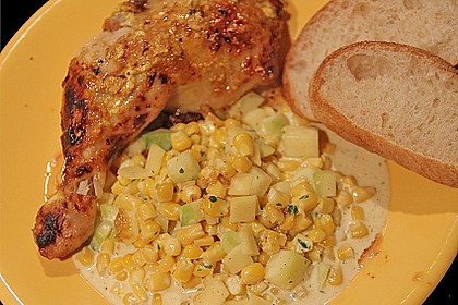 Zitronen - Joghurt H&auml;hnchen mit Mango - Maissalat