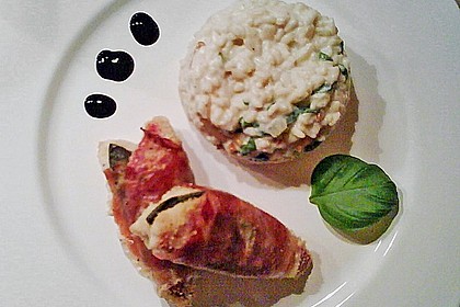 Risotto mit Ricotta, Pinienkernen und Basilikum