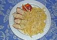 Gebratene H&auml;hnchenbrust in Knoblauch - Sahne - Sauce auf Tagliatelle