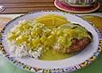Kokosschnitzel mit Mangoso&szlig;e