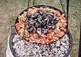 Meeresfr&uuml;chte - Paella auf dem Schwenkgrill &uuml;ber Holzkohle