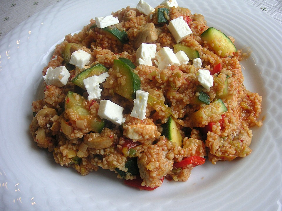 Couscous mit Hähnchen, Gemüse und Champignons (Rezept mit Bild ...