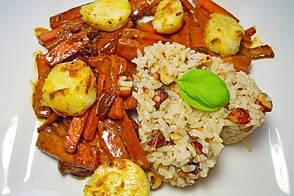 Möhren - Bananen - Ragout mit Nussreis 5
