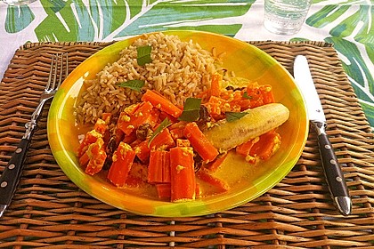 Möhren - Bananen - Ragout mit Nussreis 6