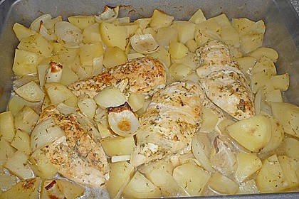 Knoblauch - Kr&auml;uter - Huhn mit Rosmarinkartoffeln und Gem&uuml;se