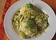 Mozzarellakn&ouml;del mit Champignon - Lauchgem&uuml;se