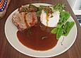 Rinderbraten mit Zuckerschoten und Reis