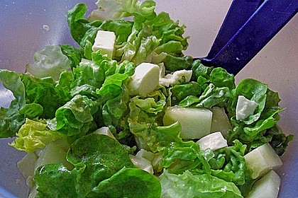 Gr&uuml;ner Salat mit Mozzarella und Melone