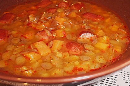 Clints Linseneintopf mit Wiener W&uuml;rstchen 4