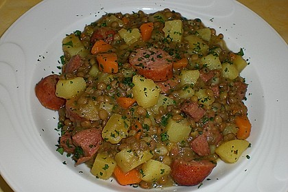 Clints Linseneintopf mit Wiener W&uuml;rstchen 10