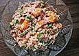 Reissalat mit Paprika, Schinken und Mandarinen
