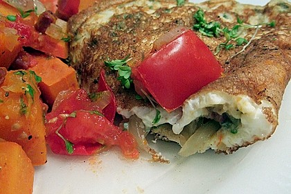 Omelette mit K&uuml;rbis - Tomatengem&uuml;se