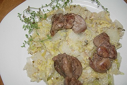 Gefl&uuml;gelleber mit Chinakohlgem&uuml;se