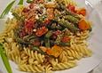 Pasta mit gr&uuml;nen Bohnen, Tomaten und Paprika