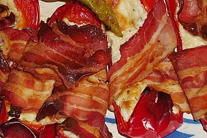 Frischk&auml;se - Paprika - Schiffchen im Speckmantel 7