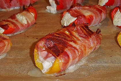 Frischk&auml;se - Paprika - Schiffchen im Speckmantel 8
