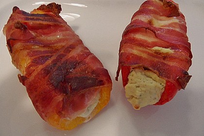 Frischk&auml;se - Paprika - Schiffchen im Speckmantel 9