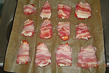 Frischk&auml;se - Paprika - Schiffchen im Speckmantel 12