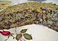 Kuchen mit Schokolade, Pistazien und Birnen
