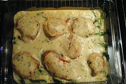 Schweinemedaillons mit Gorgonzola - Bohnen - Gratin